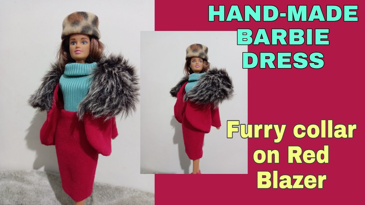 BARBIE ARTS AND FASHION|HAND-MADE DRESS TUTORIAL|How to create red Barbie lined winter coat dress