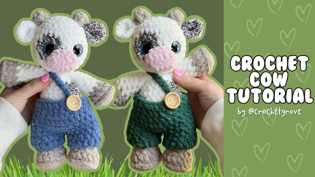 How to Crochet a Low-Sew Cow in Overalls| Easy, Cute, and Beginner-Friendly Tutorial