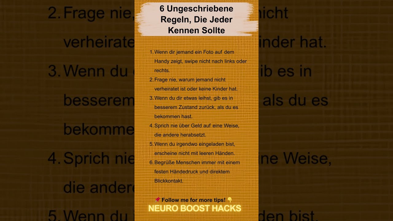 6 Ungeschriebene Regeln, Die Jeder Kennen Sollte