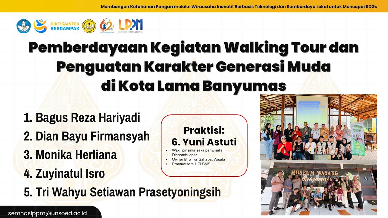 Dokumentasi PkM Pemberdayaan Kegiatan Walking Tour & Penguatan Generasi Muda di Kota Lama Banyumas