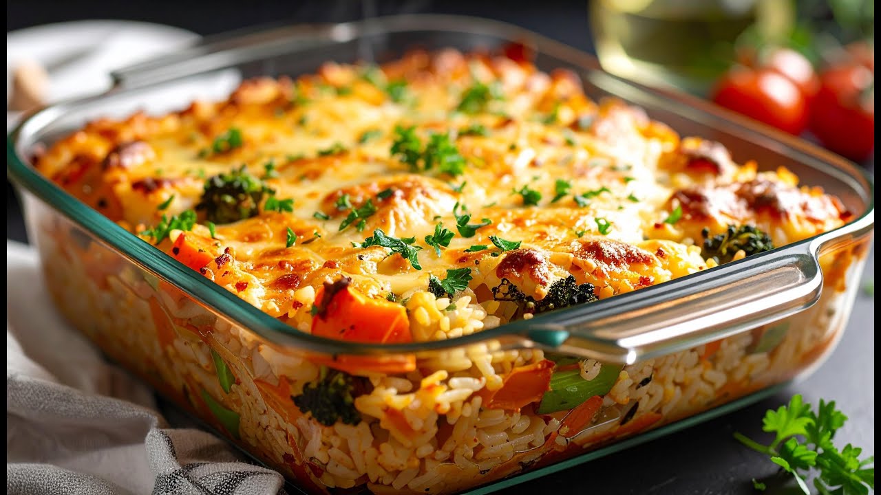 Gesunder Reisauflauf mit Gemüse – schnelles Ofenrezept ohne Stress