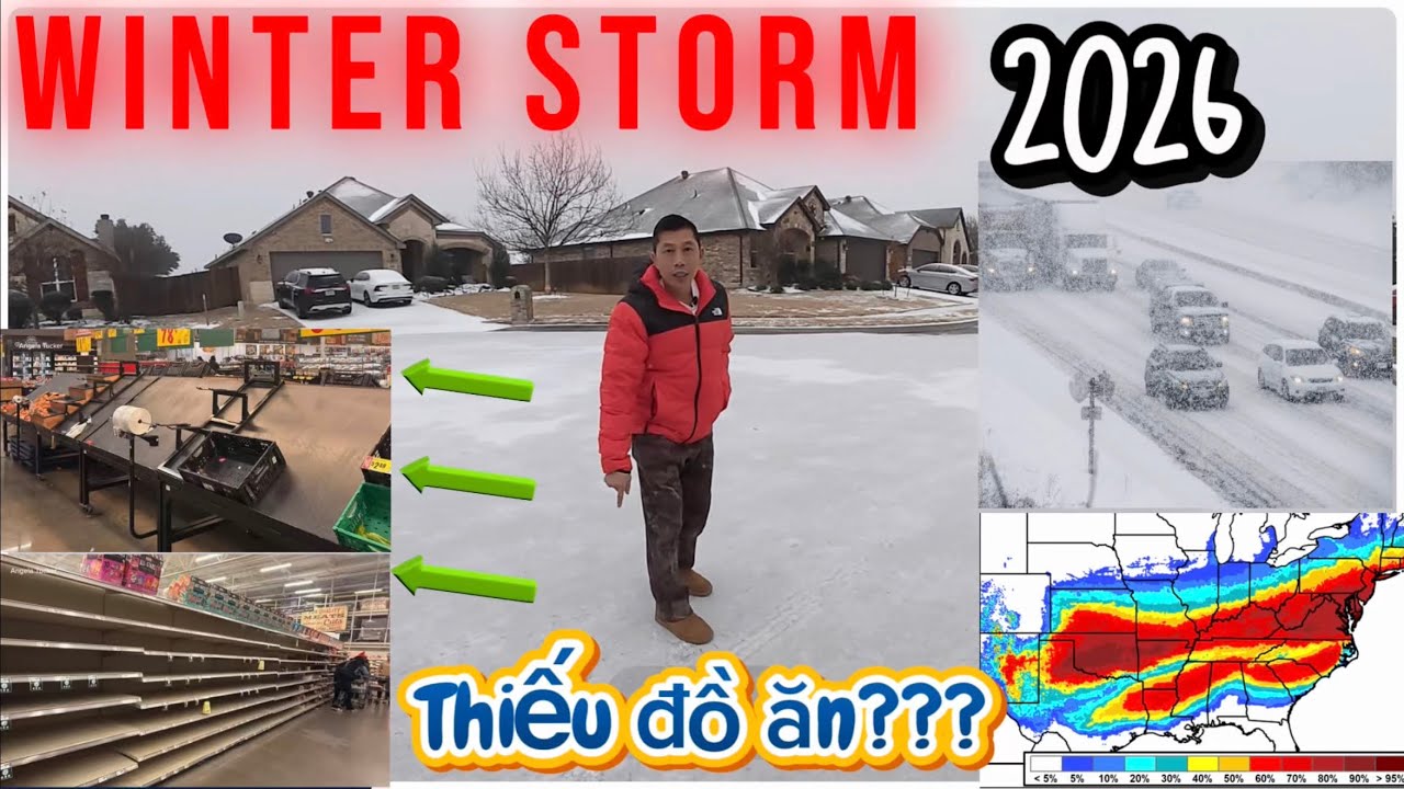 Bão Tuyết Texas đầu năm 2026, - 10 Độ C, đường xá đông đá #winterstorm#texas#2026#ice#food#grocery