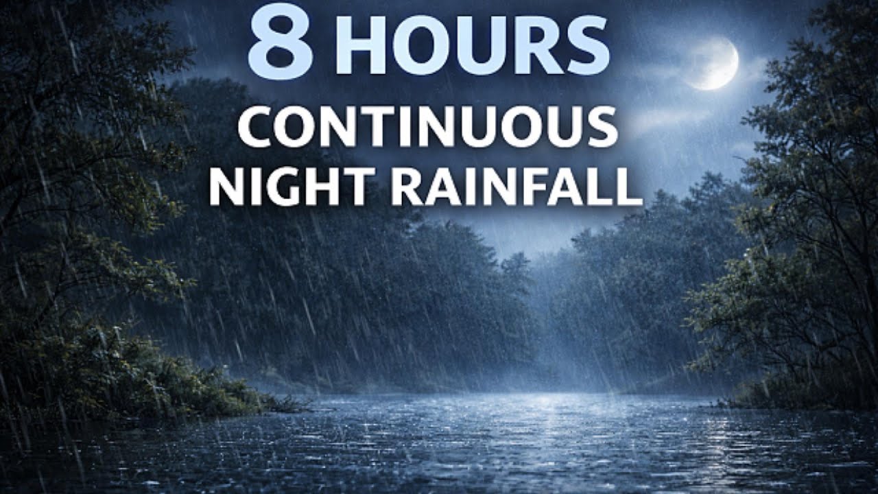 8 Hours Continuous Night Rainfall &ndash; Black Screen, No Variation | Still Night Audio