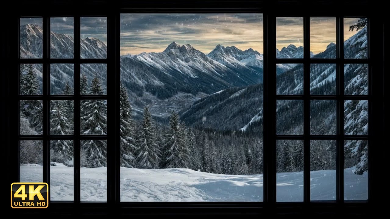 4K Peaceful Snow-Covered Forest – Daytime Winter Ambience for Study and Sleep