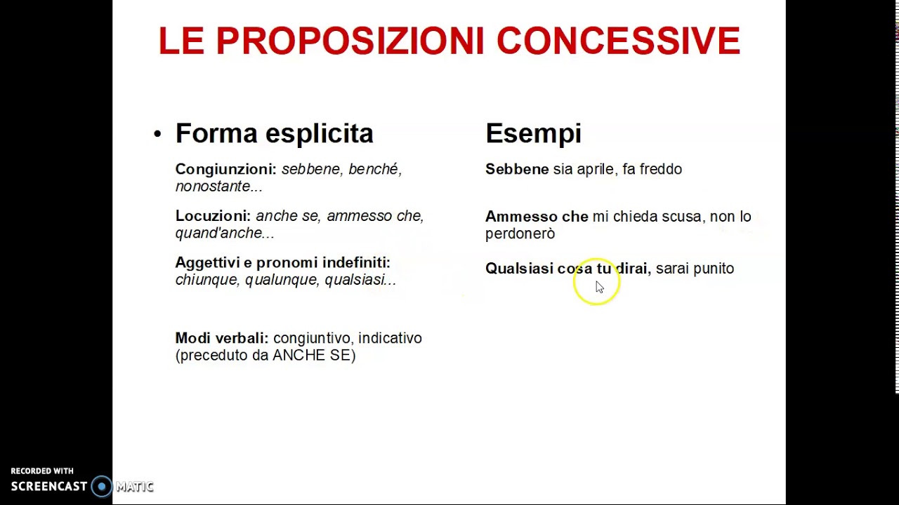 LE PROPOSIZIONI CONCESSIVE