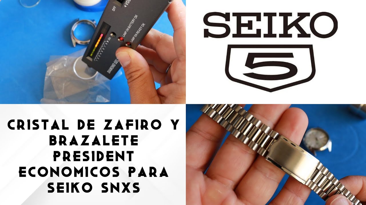 Cristal de ZAFIRO y brazalete PRESIDENT para Seiko SNXS