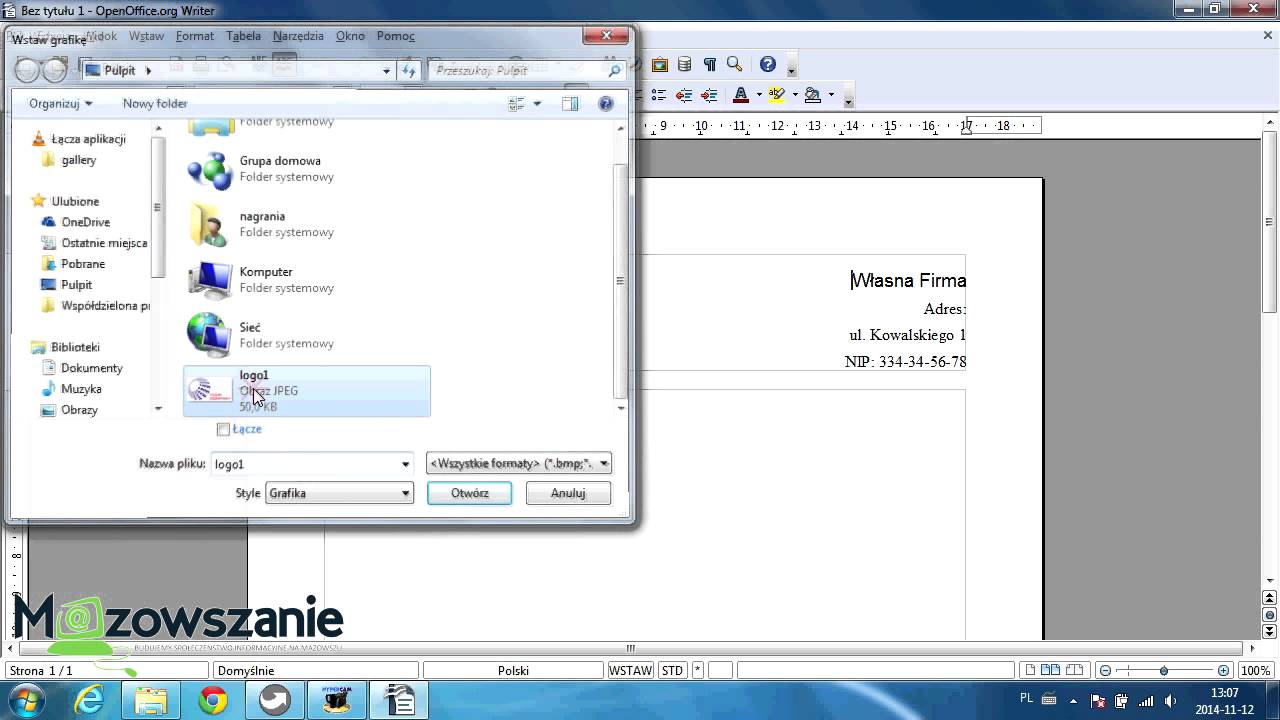OpenOffice Writer - Jak zrobić nagł&oacute;wek i stopkę w dokumencie.