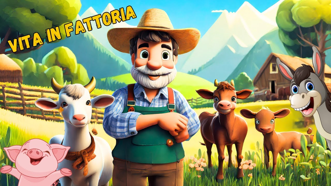 LA FATTORIA | GLI ANIMALI DELLA FATTORIA E IL CONTADINO | ANIMALI PER BAMBINI | NOMI E SUONI REALI