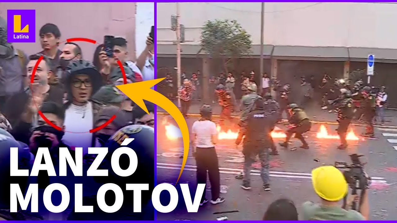 Protestas en Per&uacute;: Sujeto lanz&oacute; bomba molotov a polic&iacute;a durante manifestaciones en Centro de Lima