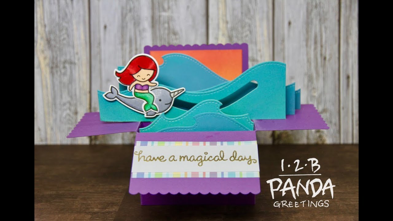How To Make  Sliding Box Pop Up Card| Lawn Fawn Mermaid For you