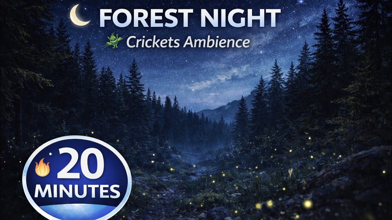 Forest Night with Crickets 🌌 20 Minutes | Relaxing Nature Sounds for Deep Sleep & Stress Relief