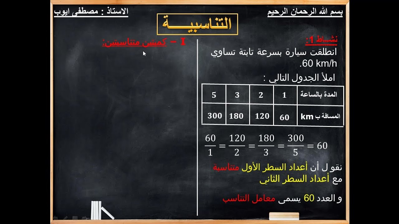 التناسبية 1 :  تحديد معامل التناسب + حساب الرابع المتناسب