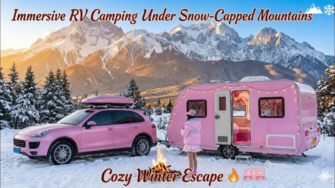 Захватывающий отдых в автодоме под заснеженными горами ⛰️❄️ | Уютный зимний отдых 🚐🔥