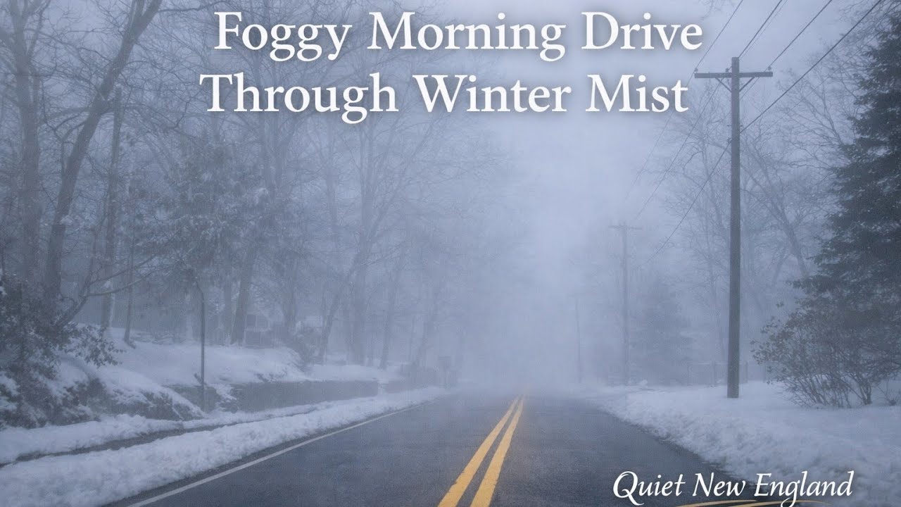 Quiet Foggy Morning Drive(1 Minute of Calm) | Quiet New England Winter Ambience ASMR 