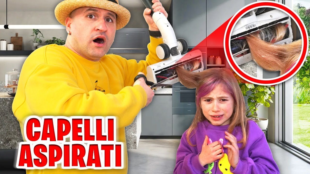 GIORGIA SI INCASTRA LA TESTA NELL'ASPIRAPOLVERE E SALVO LE DEVE TAGLIARE TUTTI I CAPELLI! *Piange*