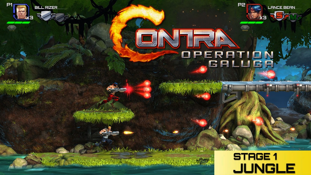 Contra Operation Galuga Co-Op Stage 1 Jungle Gameplay Walkthrough