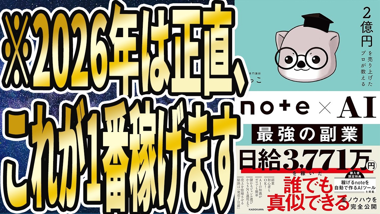 【2026年、1番稼げます】「今１番伸びてる最強の副業！今１番伸びてるこれやる人　今後お金が増えまくる　2億円を売り上げたプロが教える note×AI 最強の副業」【本要約】