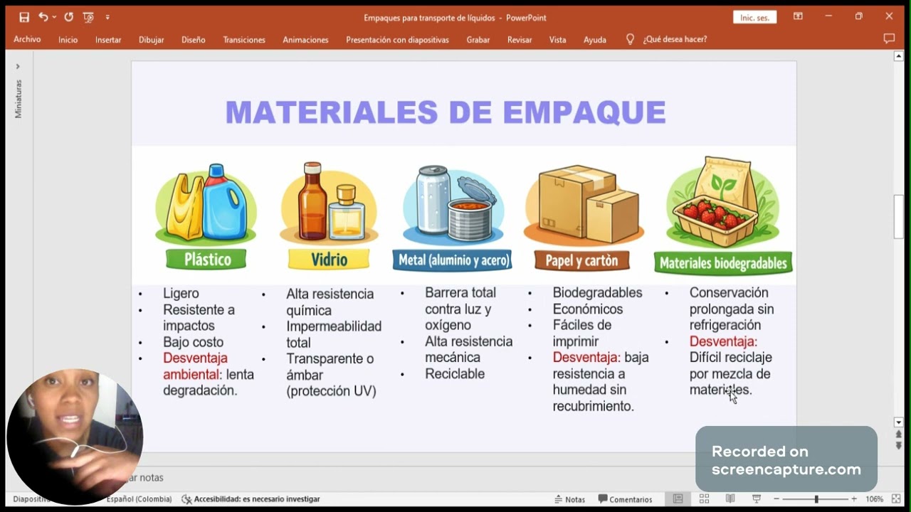 Empaque para transporte de liquidos