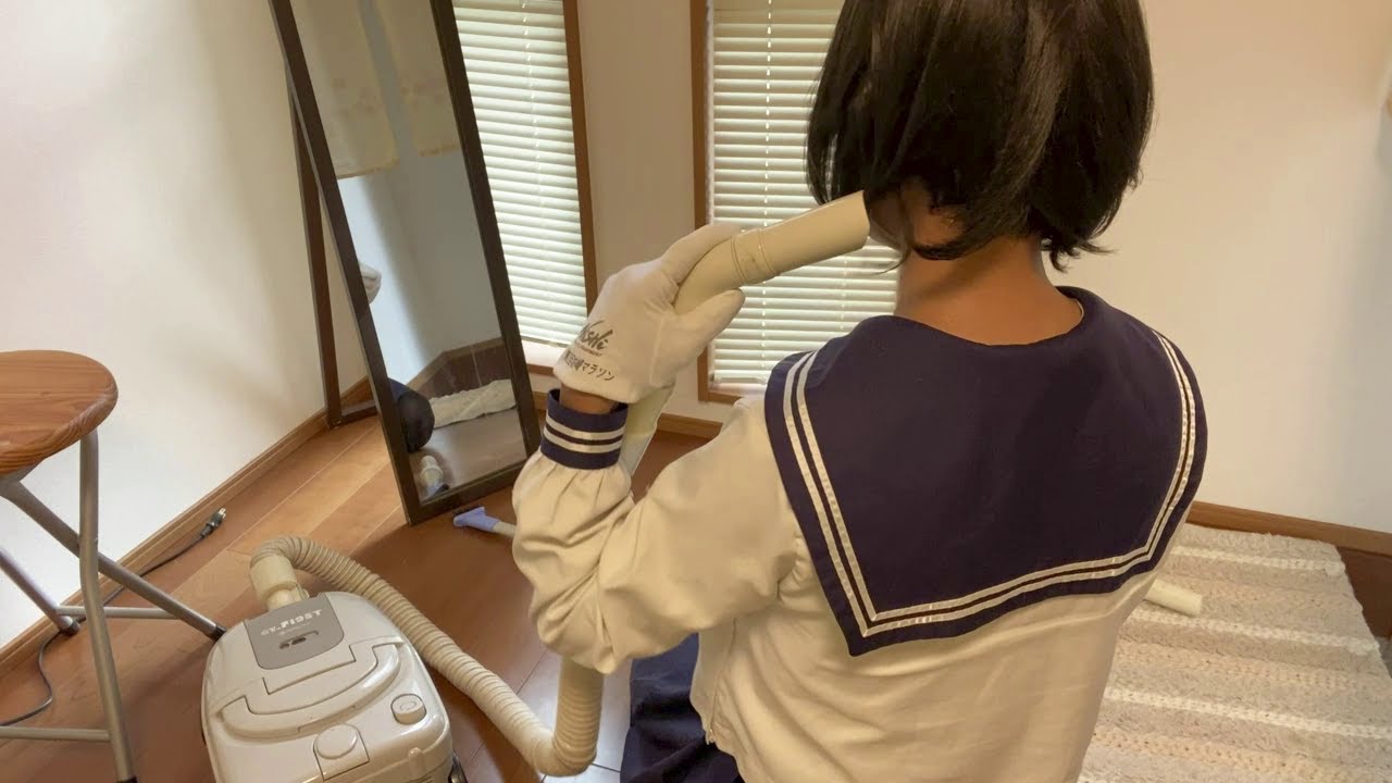 【セーラー服着て掃除機かける】階段掃除機がけ＋リクエスト集＃掃除機ASMR