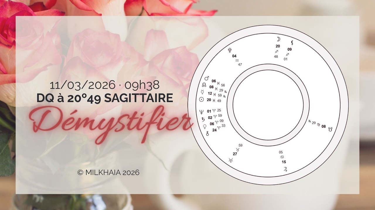 🌗 DERNIER QUARTIER à 20º Sagittaire · 11/03/2026 ☥ Milkhaia