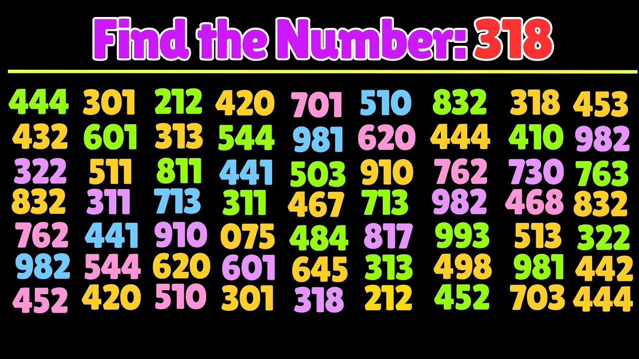 How Fast Can You Find the Number "318". Test your eyes. Focus your mind. Number Challenge 