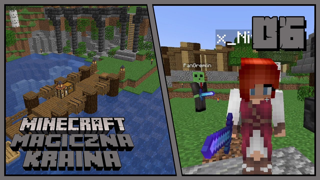 Magiczna Kraina #06 - nowy pomost, odkrywamy kopalnię i Nitka oraz PanGremlin u mnie | Minecraft SMP