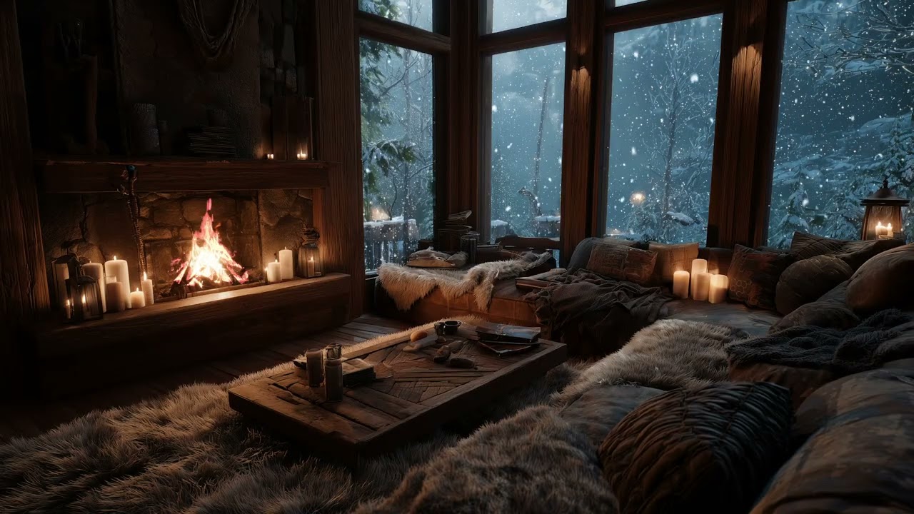 Gentel Winter Piano | Quiet Piano with Fireplace Sounds | Night Music for Gentle Sleep 🌙🔥