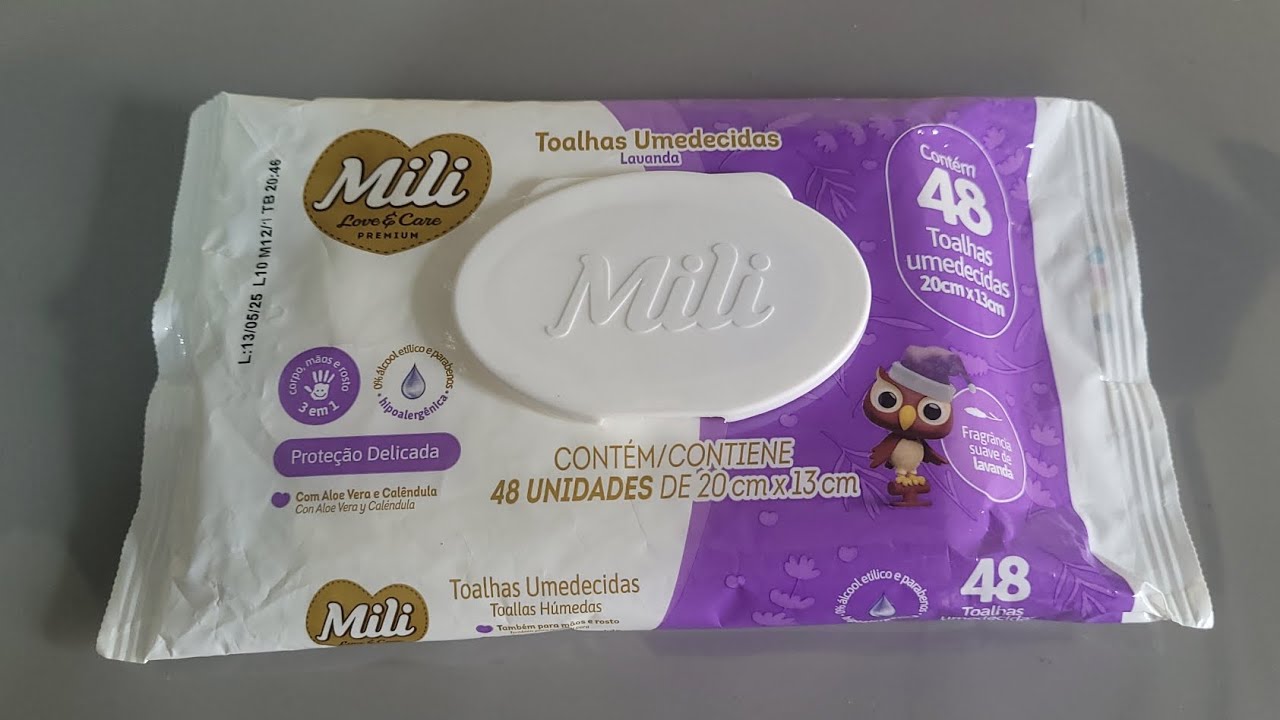 Toalha umedecida Mili Love & Care premium Lavanda 