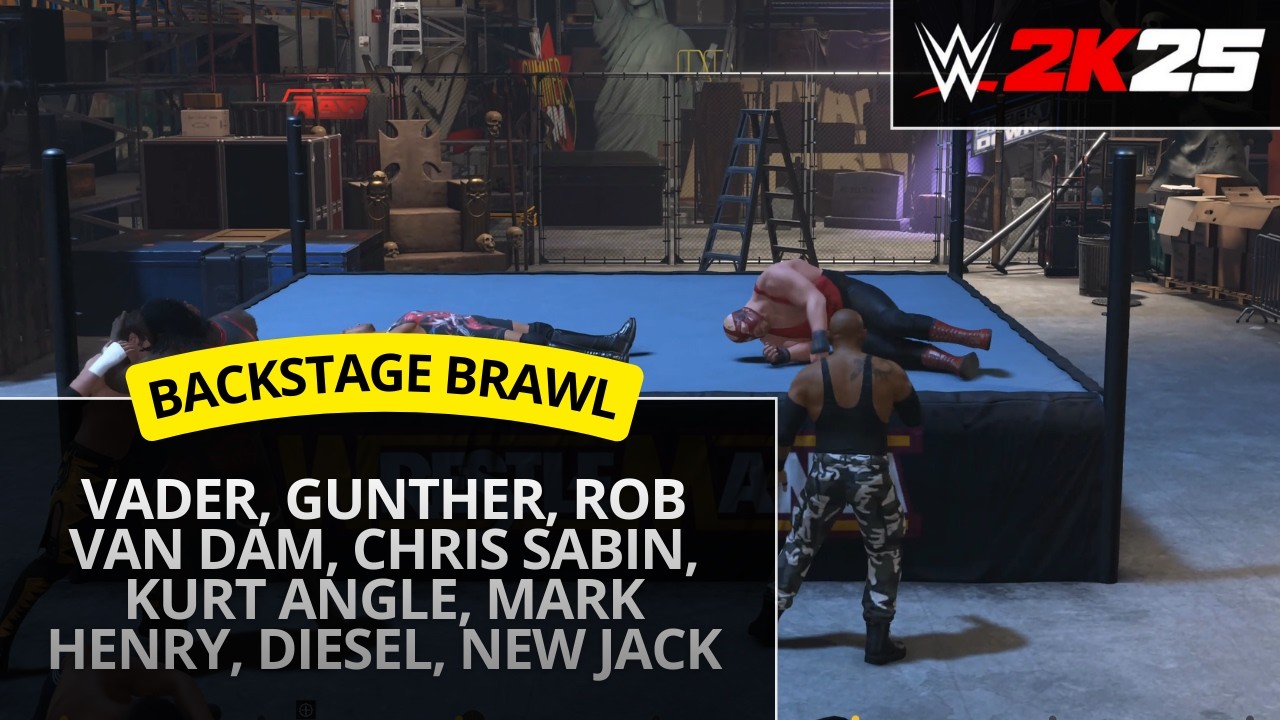 WWE 2K25 – Vader vs Gunther vs Rob Van Dam vs Chris Sabin (Backstage Brawl)