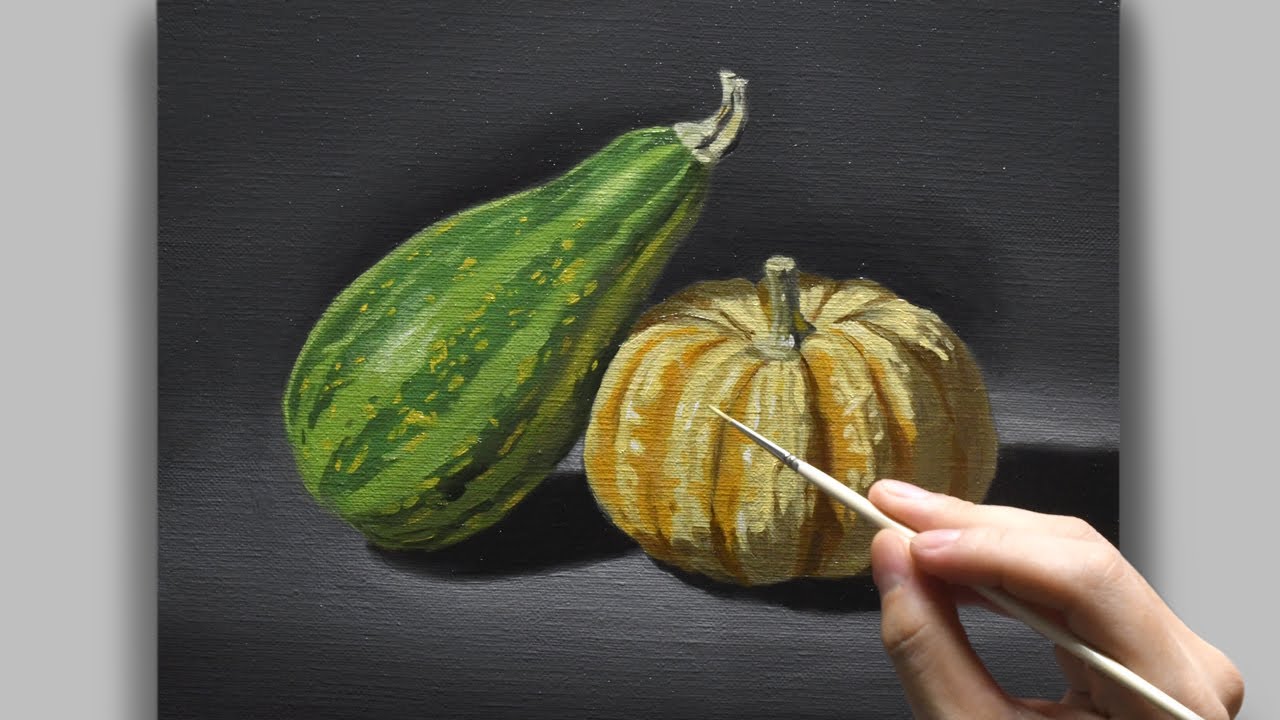 [油絵] 2時間10分で描くリアルなカボチャのメイキング | 描き方 | Oil Painting | -No.177