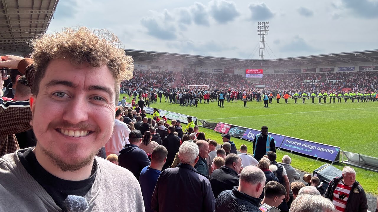 PITCH INVASION AND FAN CLASHES IN WILD SCENES | DONCASTER WIN PROMOTION
