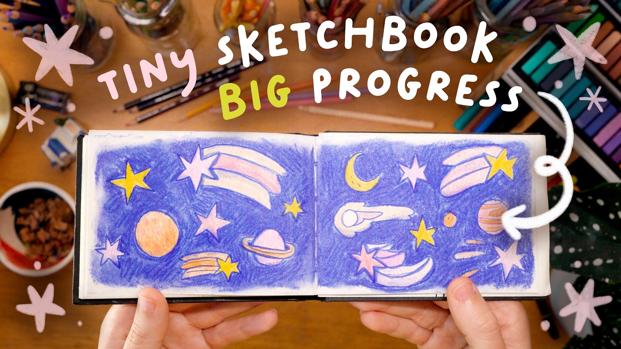 Небольшой обзор моего скетчбука ✨ Доказательство того, что можно добиться больших успехов с помощ...
