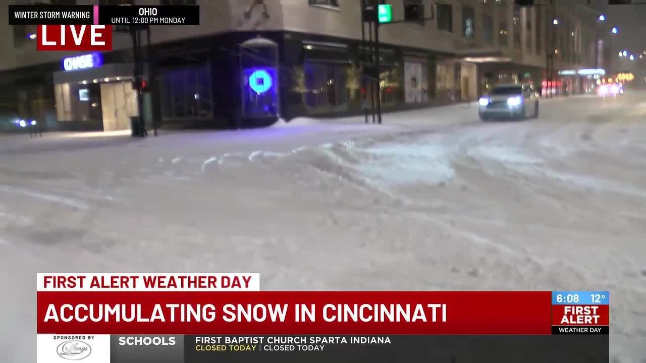 Road conditions in downtown Cincinnati