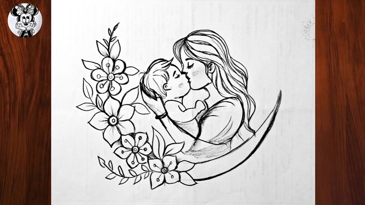 How to draw Mother's Day Easy |Mother And baby drawing step by step |Simple drawing for beginners 