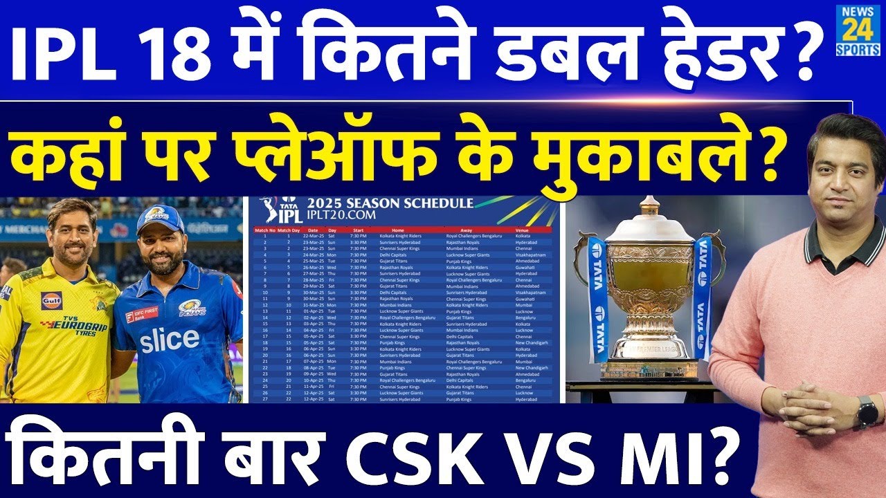 IPL 18 Full Schedule: कितने Double Header| Match Time| CSK VS MI| Teams| Format