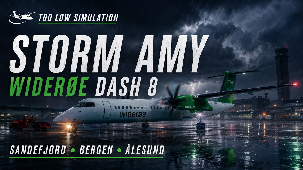 XP12 - Q4XP - Sandefjord/ENTO - Bergen/ENBR - Ålesund/ENAL - Storm Amy! - VATSIM - Real Dash 8 pilot