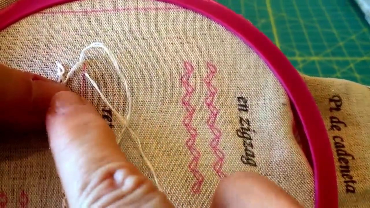 Aprender a bordar. Tutorial puntos de bordado. Punto cadeneta retorcido