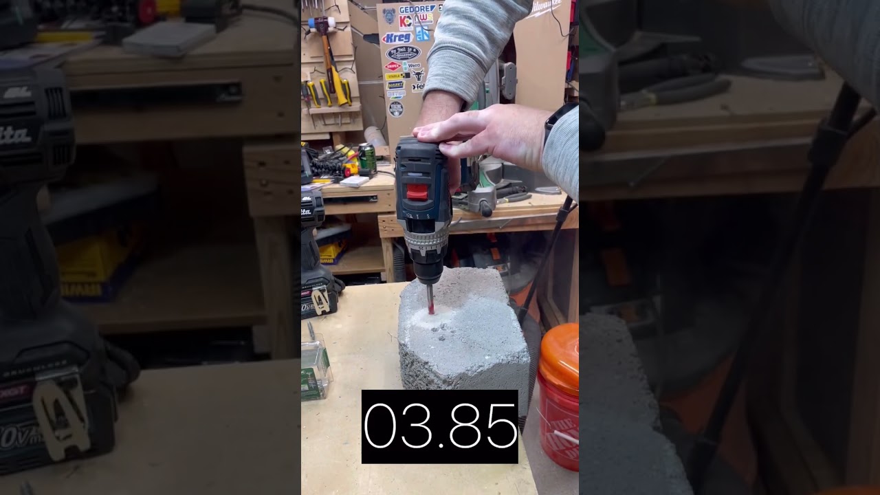 Bosch Vs Metabo HPT Hammer Drills in Concrete Block. #metabohpt #bosch #shorts