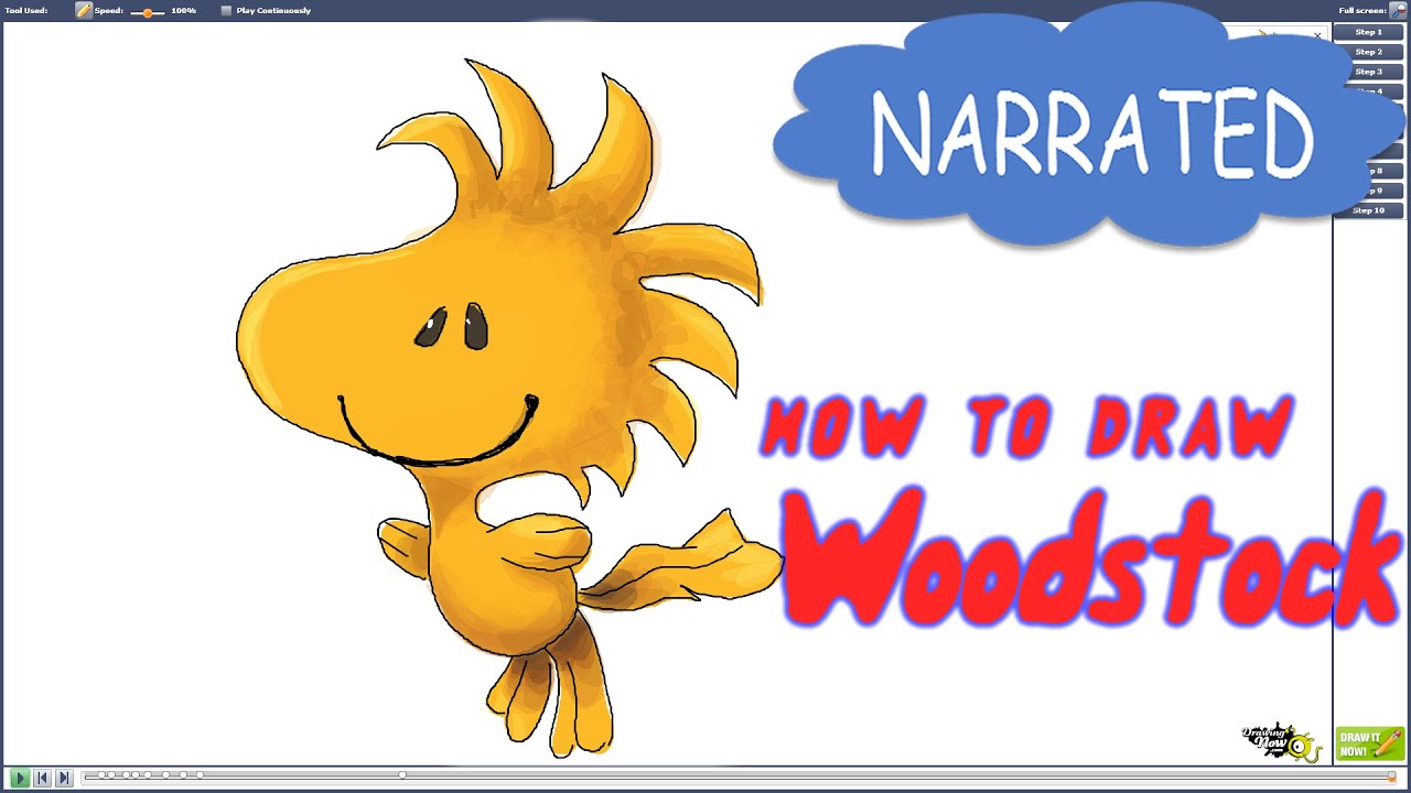 How to Draw Woodstock from The Peanuts Movie (NARRATED)