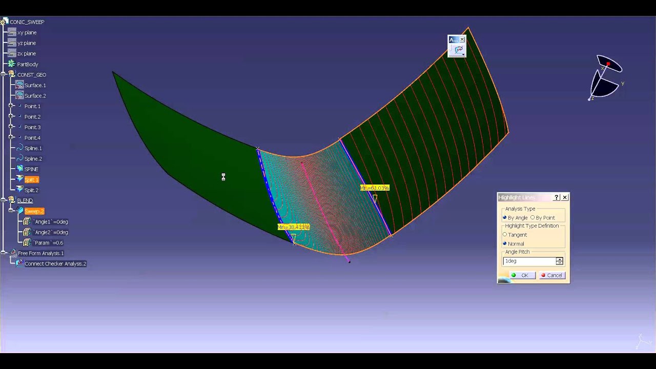 Catia V5 | Catia V6 | Sweep: Conic 2 Guides