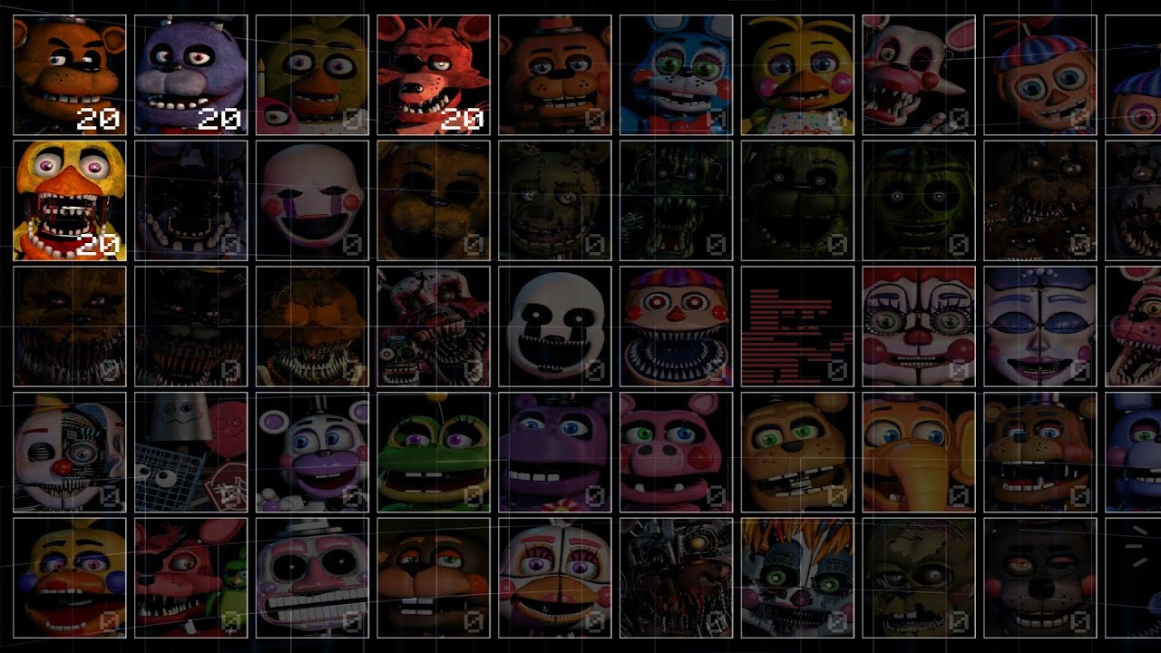 Ultimate Custom Night. ПЕРСОНАЖИ ФНАФ 1, НО С WITHERED ЧИКОЙ. 
