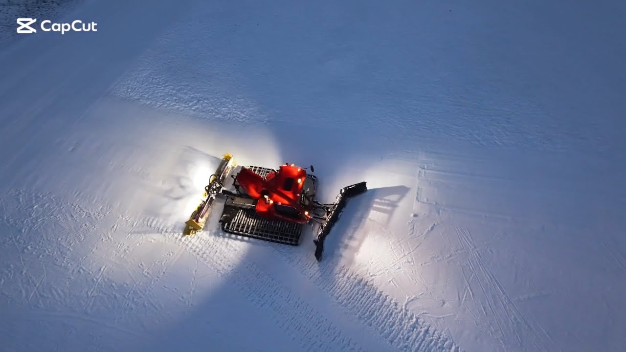 Snowcat Under the Lights ❄️ | Perfect Lines at Dusk