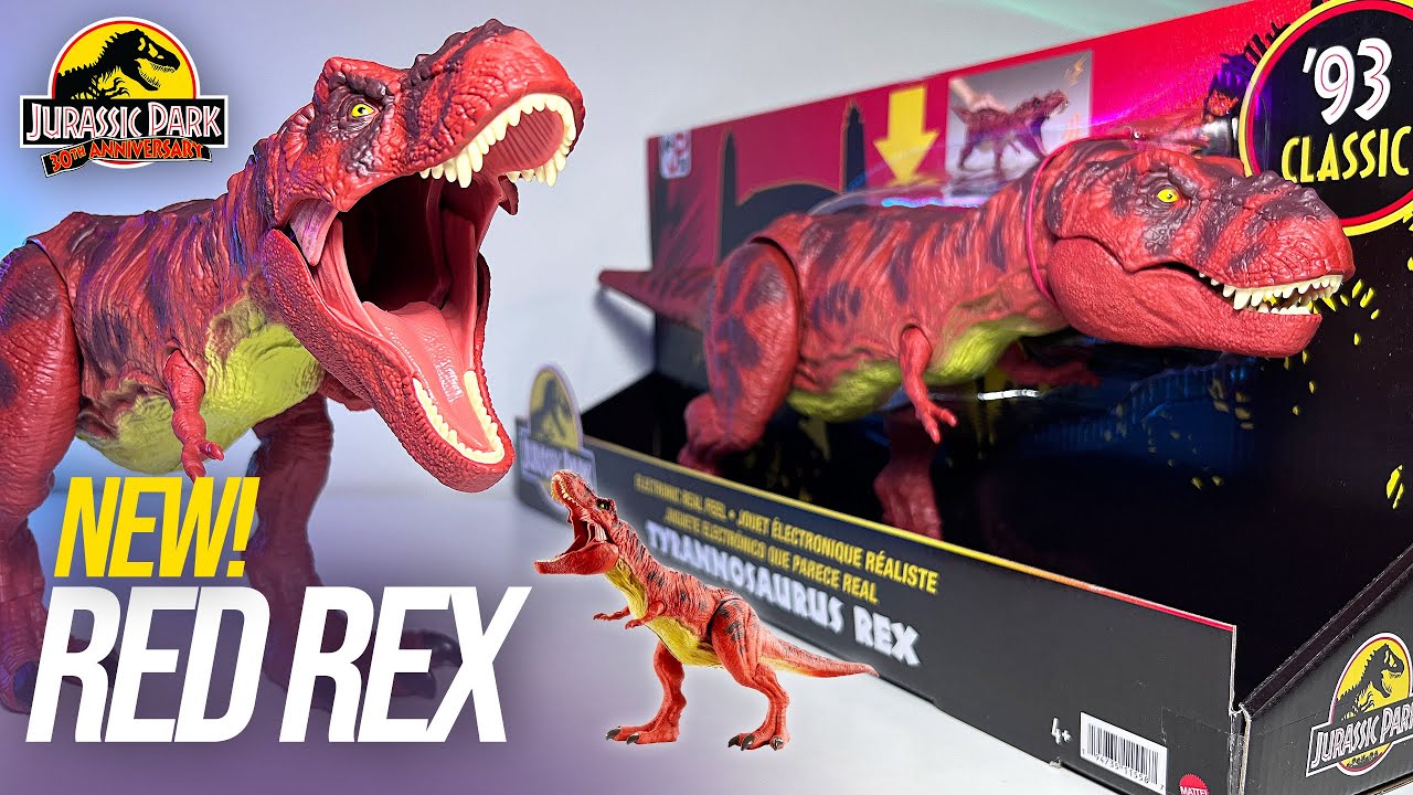 NEW RED T-REX! Real Feel Tyrannosaurus Rex Toys! Jurassic Park 30th Anniversary Special Edition