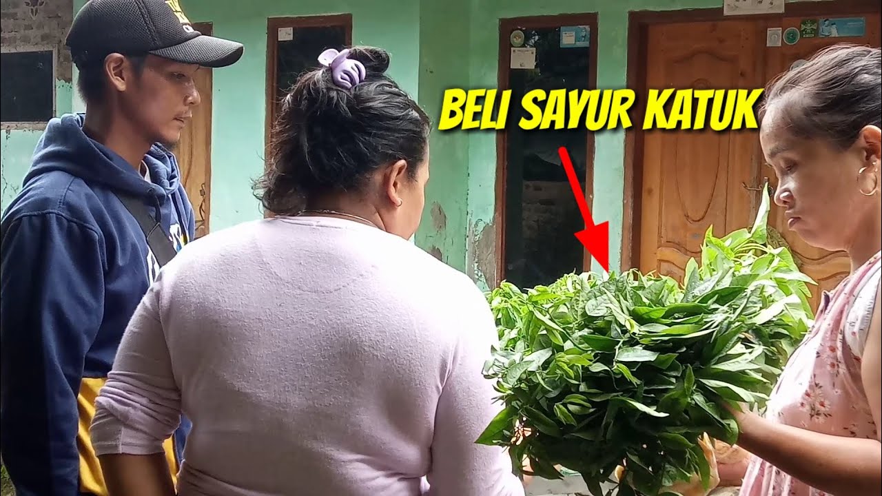 ibu ibu beli sayur katuk di pedagang keliling