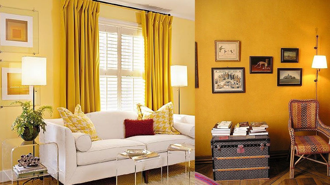 64 Yellow Wall Color Combination II Yellow Wall Paint Designs Ideas