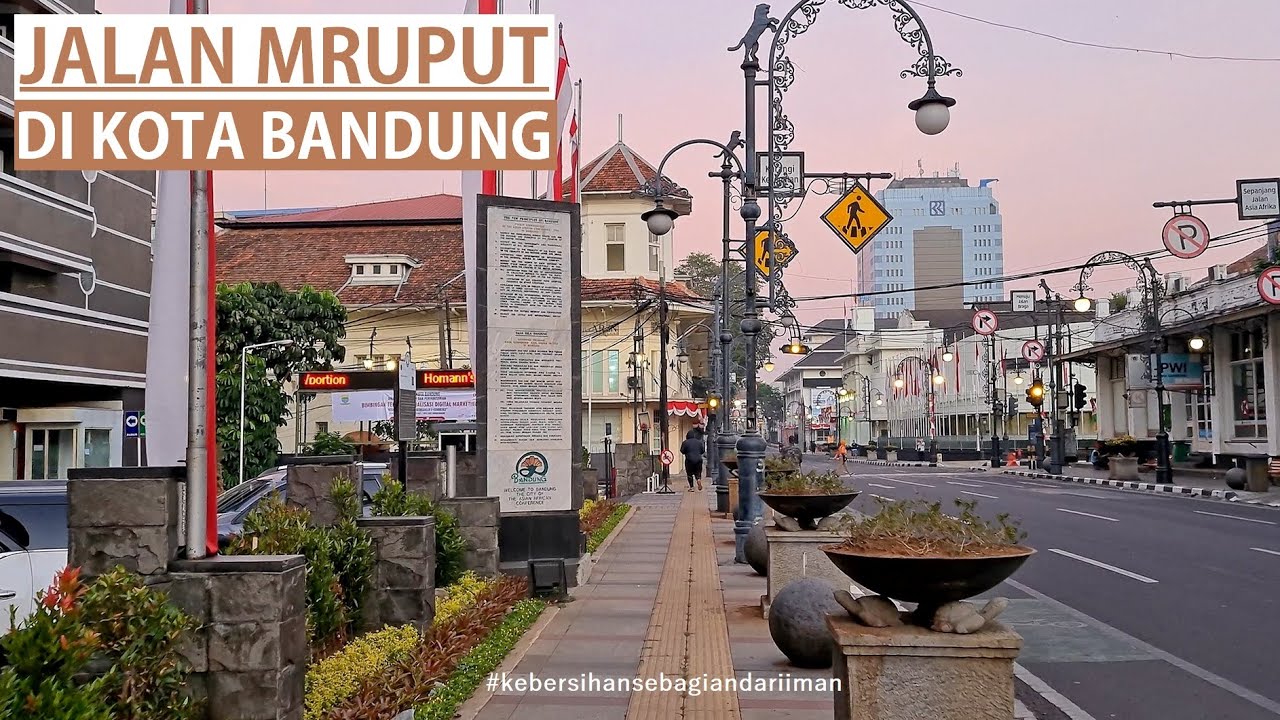 ⁴ᴷ⁶⁰ Walk Around on Jalan Asia Afrika Bandung at dawn [From Tugu Simpang Lima Bandung - Mruput]