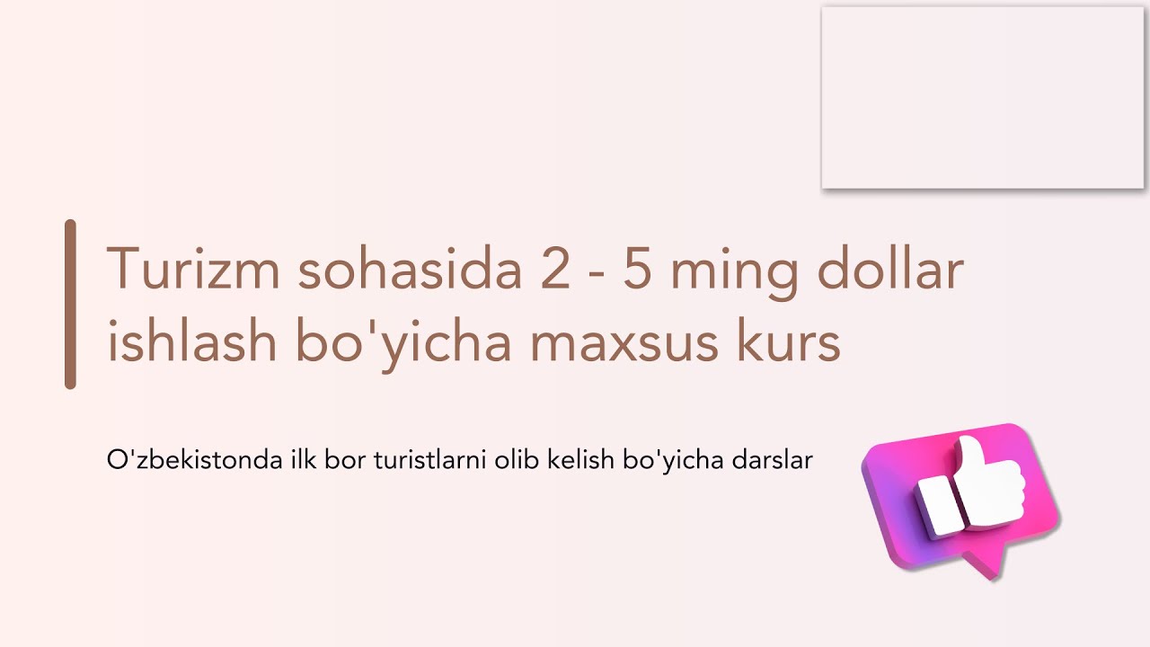 Tur firma ochish va oyiga 2-5 ming $ daromad qilish