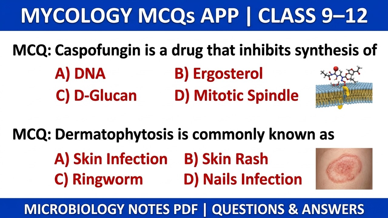Mycology MCQs Questions Answers | Mycology Notes PDF | Class 9&ndash;12 Ch 1 MCQs | Microbiology eBook App