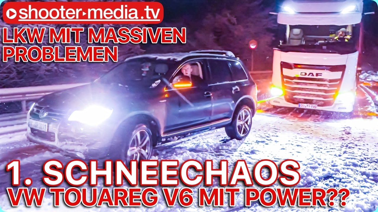 ❄️ 1. SCHNEECHAOS - LKW MIT MASSIVEN PROBLEMEN ❄️ | ➡️ Hat VW Touareg V6 Power LKW freizuziehen ❓