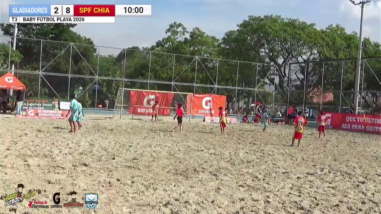 Gladiadores Futsal Vs SPF Chia. Baby Fútbol Playa 2026.